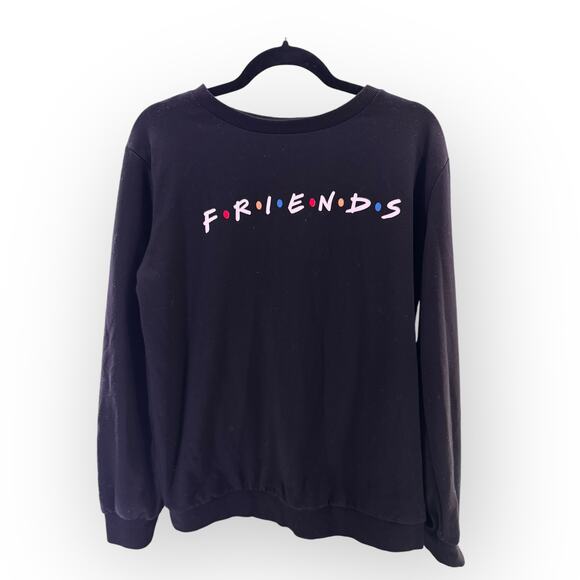 FRIENDS TV Show Logo Black Crewneck Sweatshirt Women’s Size L Long Sleeve - Picture 2 of 7